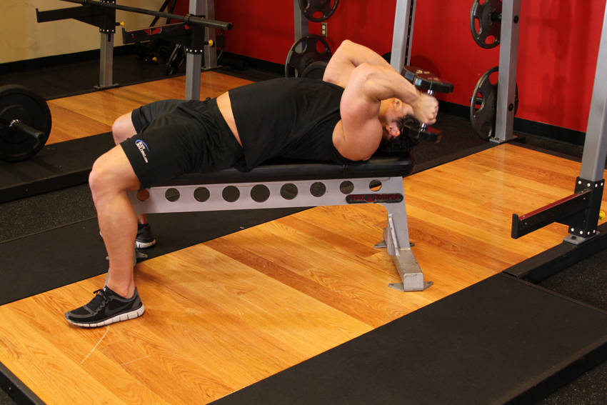 Dumbbell Skull Crusher — start position