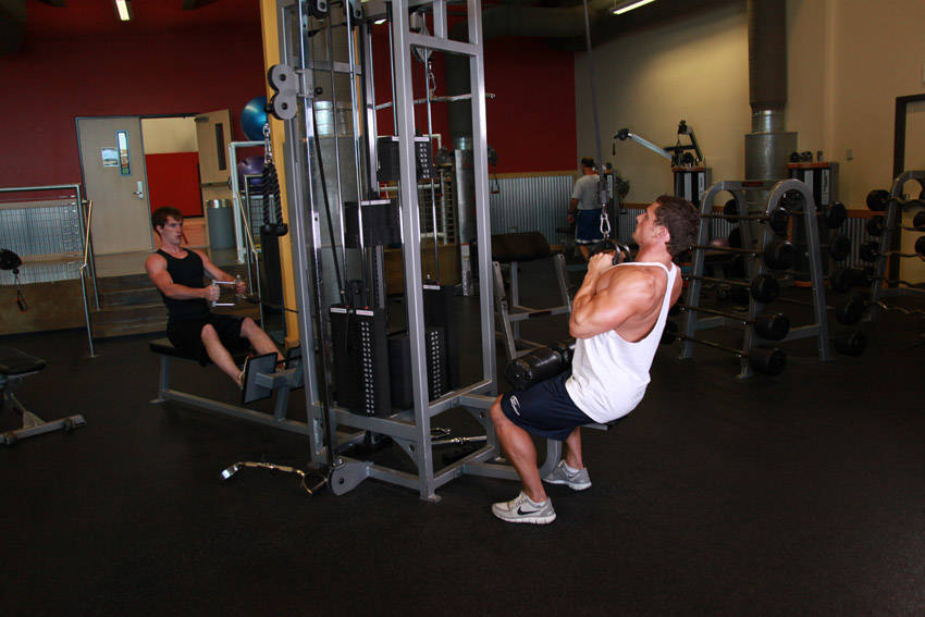 Neutral-Grip Lat Pulldown — start position